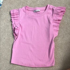 Pink Ruffle Sleeve Kids Top